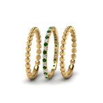 Load image into Gallery viewer, diamond-bead-stack-band-for-women-with-emerald-in-yellow-gold-FD8088ROGEMGRANGLE3-NL-YG.jpg

