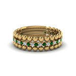 Load image into Gallery viewer, diamond-bead-stack-band-for-women-with-emerald-in-yellow-gold-FD8088ROGEMGRANGLE3-NL-YG.jpg
