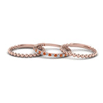Load image into Gallery viewer, diamond-bead-stack-band-for-women-with-orange-sapphire-in-rose-gold-FD8088ROGSAORANGLE3-NL-RG.jpg
