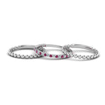 Load image into Gallery viewer, diamond-bead-stack-band-for-women-with-pink-sapphire-in-white-gold-FD8088ROGSADRPIANGLE3-NL-WG.jpg
