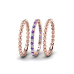 Load image into Gallery viewer, diamond-bead-stack-band-for-women-with-purple-topaz-in-rose-gold-FD8088ROGVITOANGLE3-NL-RG.jpg
