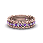 Load image into Gallery viewer, diamond-bead-stack-band-for-women-with-purple-topaz-in-rose-gold-FD8088ROGVITOANGLE3-NL-RG.jpg
