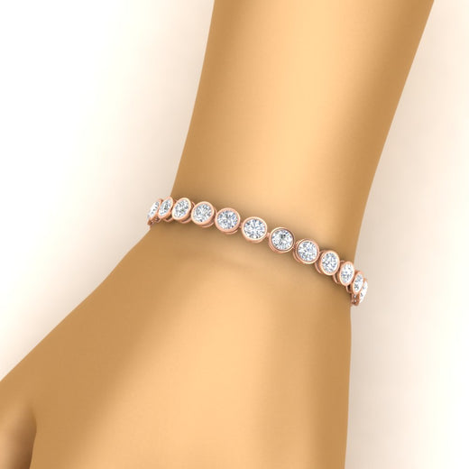 Round Cut Bezel Set Tennis Bracelet 12 Carat