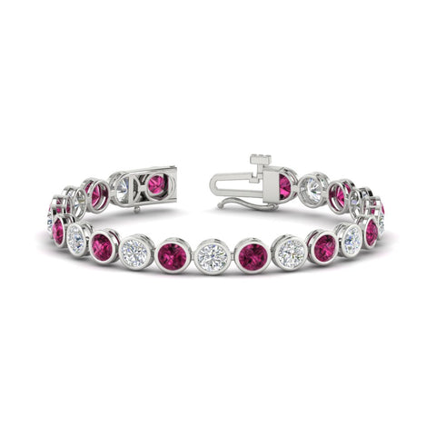 Round Cut Bezel Set Tennis Bracelet 12 Carat