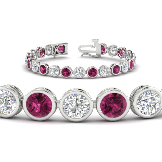 Round Cut Bezel Set Tennis Bracelet 12 Carat