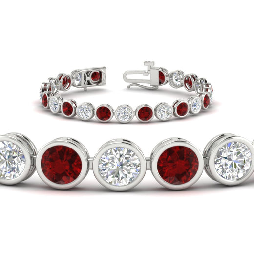Round Cut Bezel Set Tennis Bracelet 12 Carat