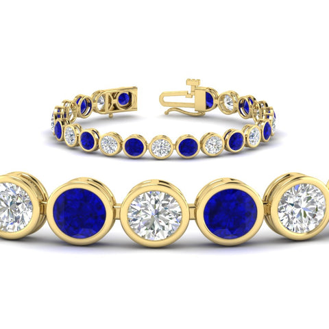 Round Cut Bezel Set Tennis Bracelet 12 Carat