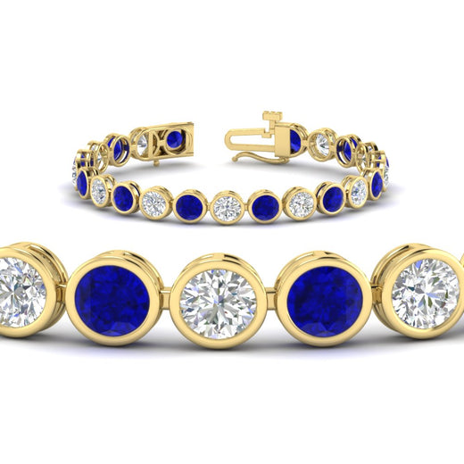 Round Cut Bezel Set Tennis Bracelet 12 Carat