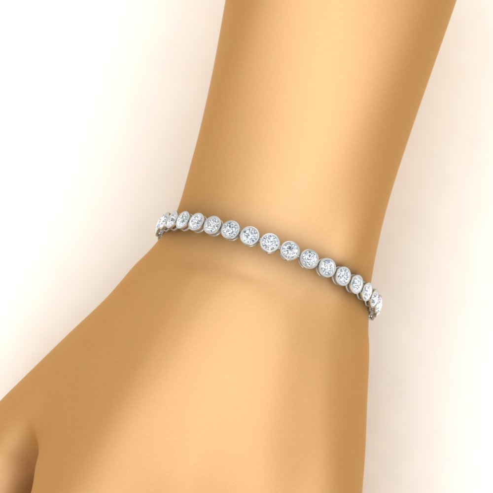 Diamond Bezel Set Tennis Bracelet 7.75 Carat