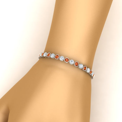 Diamond Bezel Set Tennis Bracelet 7.75 Carat