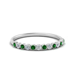 Load image into Gallery viewer, diamond-bezel-set-thin-stack-band-with-emerald-in-white-gold-FDWB1408BGEMGRANGLE3-NL-WG.jpg
