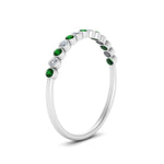 Load image into Gallery viewer, diamond-bezel-set-thin-stack-band-with-emerald-in-white-gold-FDWB1408BGEMGRANGLE3-NL-WG.jpg
