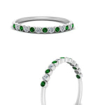 Load image into Gallery viewer, diamond-bezel-set-thin-stack-band-with-emerald-in-white-gold-FDWB1408BGEMGRANGLE3-NL-WG.jpg
