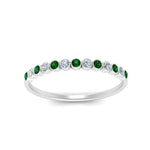 Load image into Gallery viewer, diamond-bezel-set-thin-stack-band-with-emerald-in-white-gold-FDWB1408BGEMGRANGLE3-NL-WG.jpg
