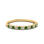 Load image into Gallery viewer, diamond-bezel-set-thin-stack-band-with-emerald-in-yellow-gold-FDWB1408BGEMGRANGLE3-NL-YG.jpg
