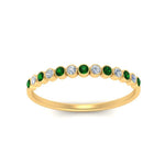 Load image into Gallery viewer, diamond-bezel-set-thin-stack-band-with-emerald-in-yellow-gold-FDWB1408BGEMGRANGLE3-NL-YG.jpg
