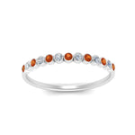 Load image into Gallery viewer, diamond-bezel-set-thin-stack-band-with-orange-sapphire-in-white-gold-FDWB1408BGSAORANGLE3-NL-WG.jpg
