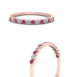 Load image into Gallery viewer, diamond-bezel-set-thin-stack-band-with-pink-sapphire-in-rose-gold-FDWB1408BGSADRPIANGLE3-NL-RG.jpg
