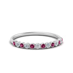 Load image into Gallery viewer, diamond-bezel-set-thin-stack-band-with-pink-sapphire-in-white-gold-FDWB1408BGSADRPIANGLE3-NL-WG.jpg
