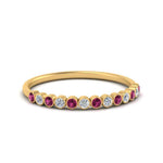 Load image into Gallery viewer, diamond-bezel-set-thin-stack-band-with-pink-sapphire-in-yellow-gold-FDWB1408BGSADRPIANGLE3-NL-YG.jpg
