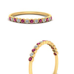 Load image into Gallery viewer, diamond-bezel-set-thin-stack-band-with-pink-sapphire-in-yellow-gold-FDWB1408BGSADRPIANGLE3-NL-YG.jpg
