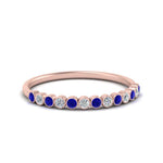 Load image into Gallery viewer, diamond-bezel-set-thin-stack-band-with-sapphire-in-rose-gold-FDWB1408BGSABLANGLE3-NL-RG.jpg
