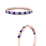 Load image into Gallery viewer, diamond-bezel-set-thin-stack-band-with-sapphire-in-rose-gold-FDWB1408BGSABLANGLE3-NL-RG.jpg
