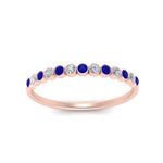 Load image into Gallery viewer, diamond-bezel-set-thin-stack-band-with-sapphire-in-rose-gold-FDWB1408BGSABLANGLE3-NL-RG.jpg
