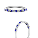 Load image into Gallery viewer, diamond-bezel-set-thin-stack-band-with-sapphire-in-white-gold-FDWB1408BGSABLANGLE3-NL-WG.jpg
