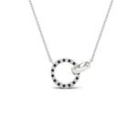 Load image into Gallery viewer, diamond-circle-loop-necklace-with-black-diamond-in-FDPD11023GBLACK-NL-WG
