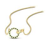 Load image into Gallery viewer, diamond-circle-loop-necklace-with-emerald-in-FDPD11023GEMGR-NL-YG

