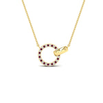 Load image into Gallery viewer, diamond-circle-loop-necklace-with-pink-sapphire-in-FDPD11023GSADRPI-NL-YG
