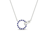 Load image into Gallery viewer, diamond-circle-loop-necklace-with-sapphire-in-FDPD11023GSABL-NL-WG
