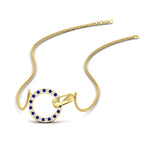 Load image into Gallery viewer, diamond-circle-loop-necklace-with-sapphire-in-FDPD11023GSABL-NL-YG
