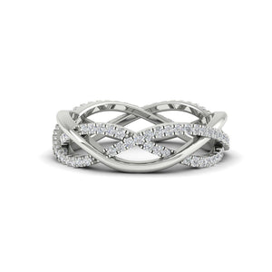 Diamond Criss Cross Weave Wedding Band