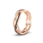 Load image into Gallery viewer, diamond-criss-cross-weave-wedding-band-with-black-diamond-in-rose-gold-FD11069BGBLACKANGLE3-NL-RG
