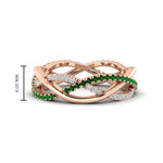 Load image into Gallery viewer, diamond-criss-cross-weave-wedding-band-with-emerald-in-rose-gold-FD11069BGEMGRANGLE3-NL-RG
