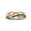 Load image into Gallery viewer, diamond-criss-cross-weave-wedding-band-with-emerald-in-rose-gold-FD11069BGEMGRANGLE3-NL-RG