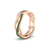 Load image into Gallery viewer, diamond-criss-cross-weave-wedding-band-with-emerald-in-rose-gold-FD11069BGEMGRANGLE3-NL-RG