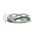 Load image into Gallery viewer, diamond-criss-cross-weave-wedding-band-with-emerald-in-white-gold-FD11069BGEMGRANGLE3-NL-WG
