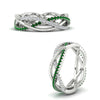 Load image into Gallery viewer, diamond-criss-cross-weave-wedding-band-with-emerald-in-white-gold-FD11069BGEMGRANGLE3-NL-WG