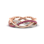 Load image into Gallery viewer, diamond-criss-cross-weave-wedding-band-with-pink-sapphire-in-rose-gold-FD11069BGSADRPIANGLE3-NL-RG
