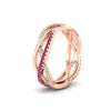 Load image into Gallery viewer, diamond-criss-cross-weave-wedding-band-with-pink-sapphire-in-rose-gold-FD11069BGSADRPIANGLE3-NL-RG