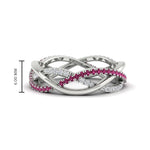 Load image into Gallery viewer, diamond-criss-cross-weave-wedding-band-with-pink-sapphire-in-white-gold-FD11069BGSADRPIANGLE3-NL-WG
