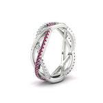 Load image into Gallery viewer, diamond-criss-cross-weave-wedding-band-with-pink-sapphire-in-white-gold-FD11069BGSADRPIANGLE3-NL-WG
