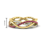 Load image into Gallery viewer, diamond-criss-cross-weave-wedding-band-with-pink-sapphire-in-yellow-gold-FD11069BGSADRPIANGLE3-NL-YG
