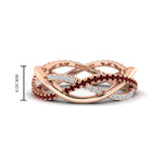 Load image into Gallery viewer, diamond-criss-cross-weave-wedding-band-with-ruby-in-rose-gold-FD11069BGRUDRANGLE3-NL-RG
