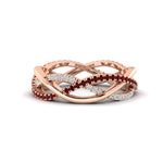 Load image into Gallery viewer, diamond-criss-cross-weave-wedding-band-with-ruby-in-rose-gold-FD11069BGRUDRANGLE3-NL-RG

