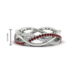 Load image into Gallery viewer, diamond-criss-cross-weave-wedding-band-with-ruby-in-white-gold-FD11069BGRUDRANGLE3-NL-WG
