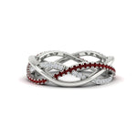 Load image into Gallery viewer, diamond-criss-cross-weave-wedding-band-with-ruby-in-white-gold-FD11069BGRUDRANGLE3-NL-WG
